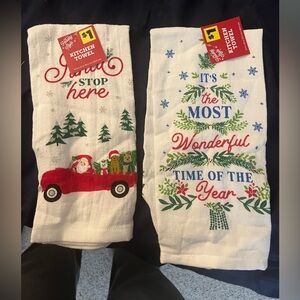 Holiday Kitchen Towels with Red and Green Design
